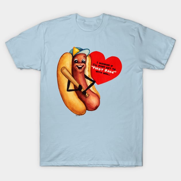 Valentine Hot Dog T-Shirt by KellyGilleran